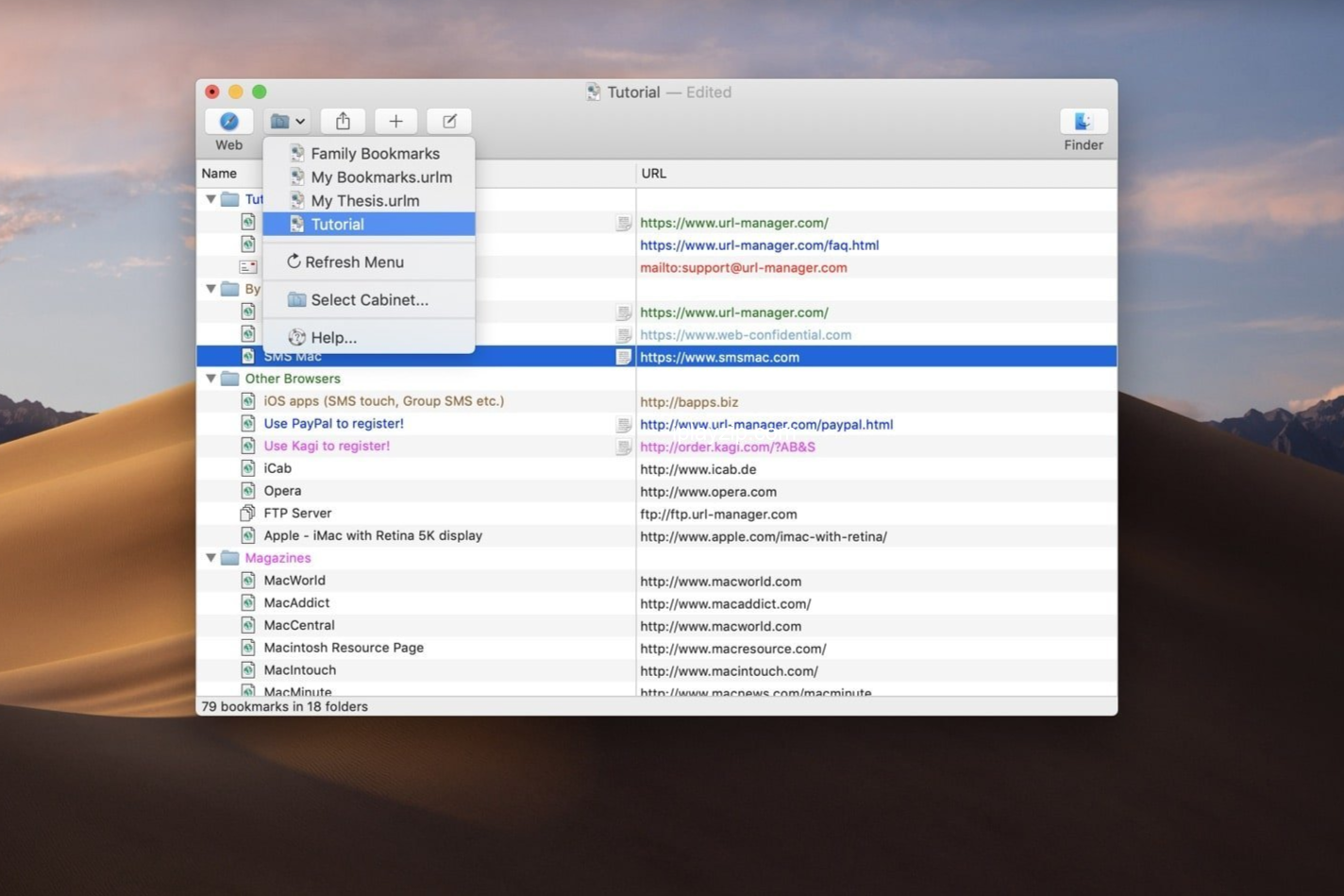 URL Manager Pro 主界面展示