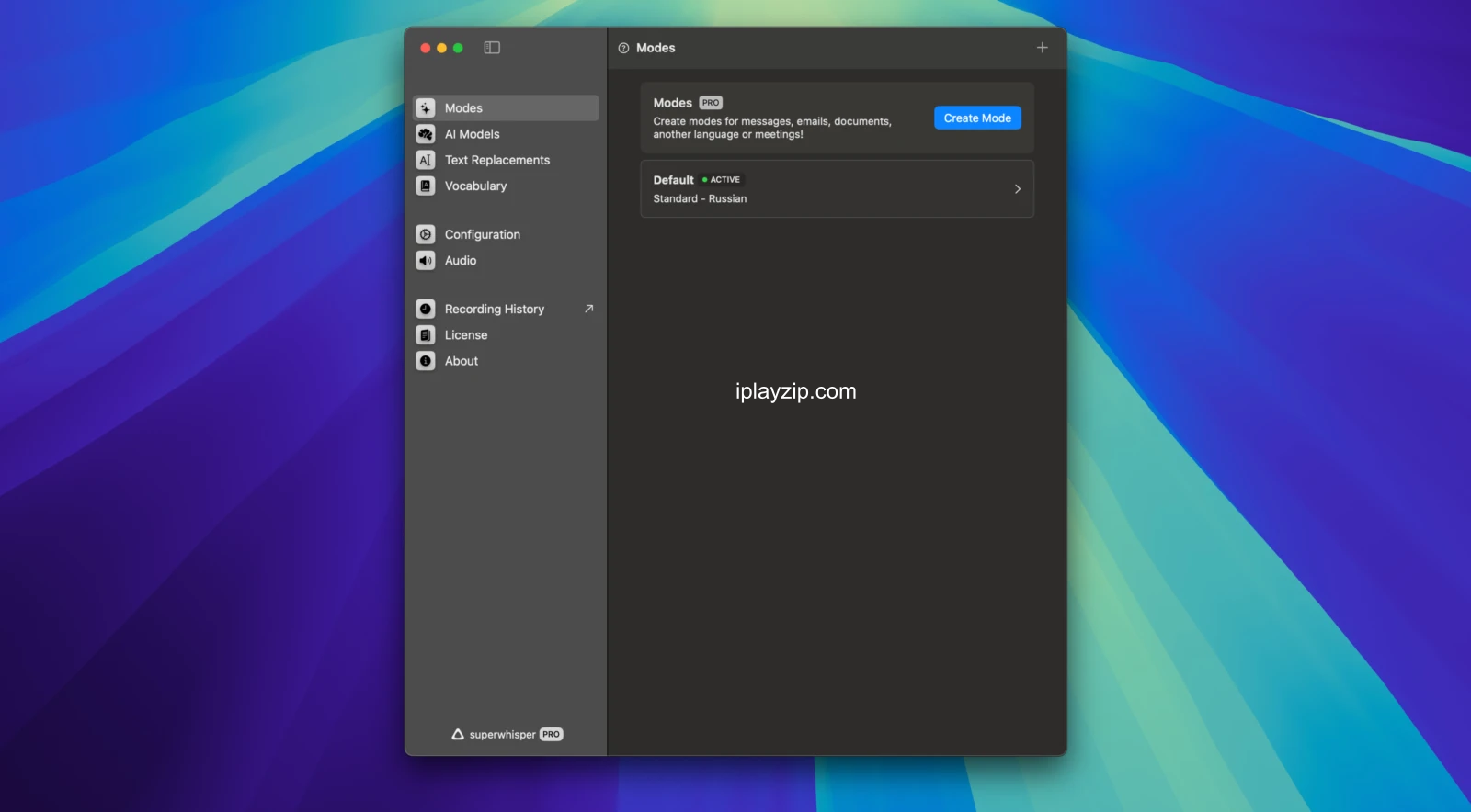 SuperWhisper for MacOS 操作界面