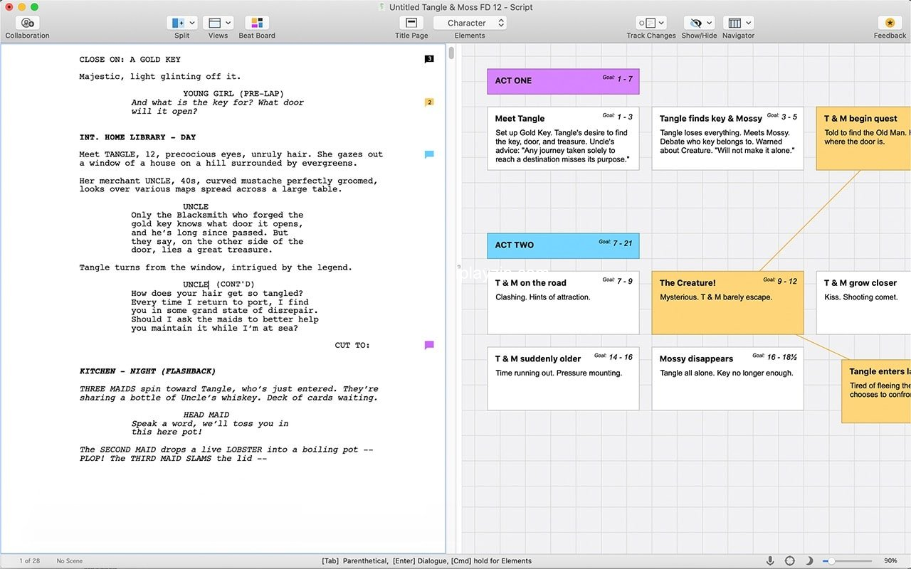 MacOS Final Draft 剧本创作软件界面