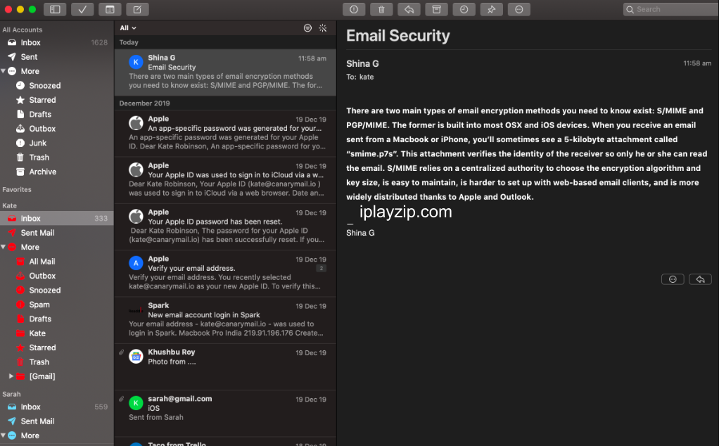 Canary Mail for MacOS 操作界面