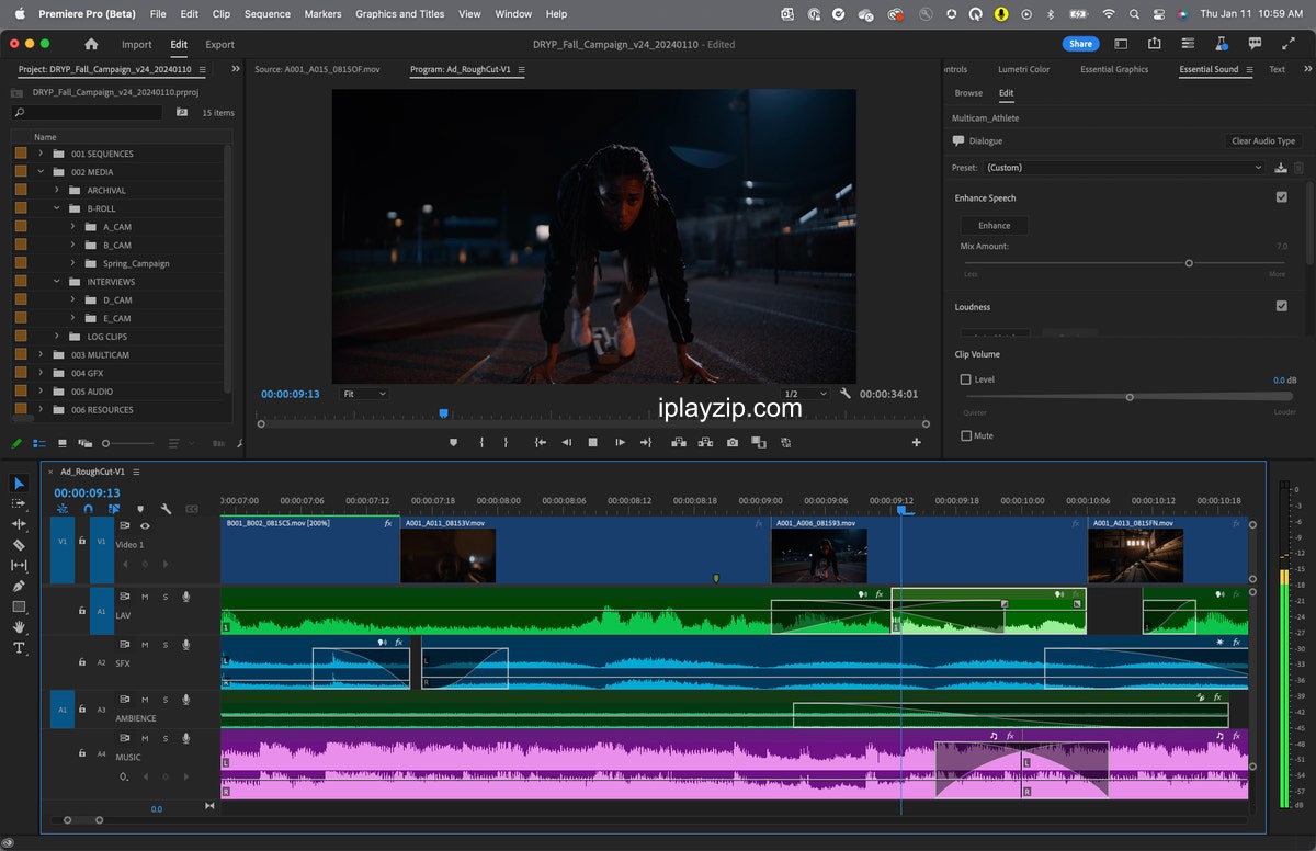 Adobe Premiere Pro 剪辑工作区截图