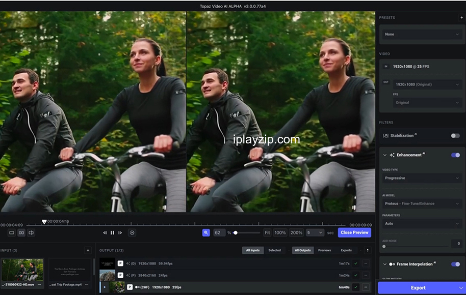 Topaz Video AI 软件主界面