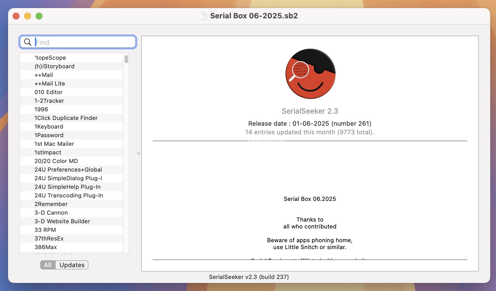 MacOS 序列号管理工具界面