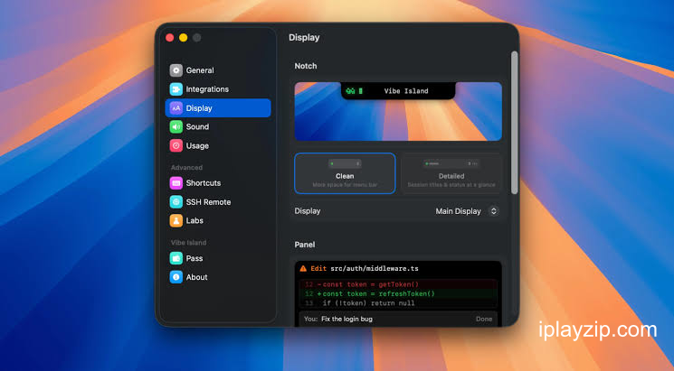 Notch 灵动岛 AI 代理控制工具 Vibe Island 1.0.40 破解版操作界面