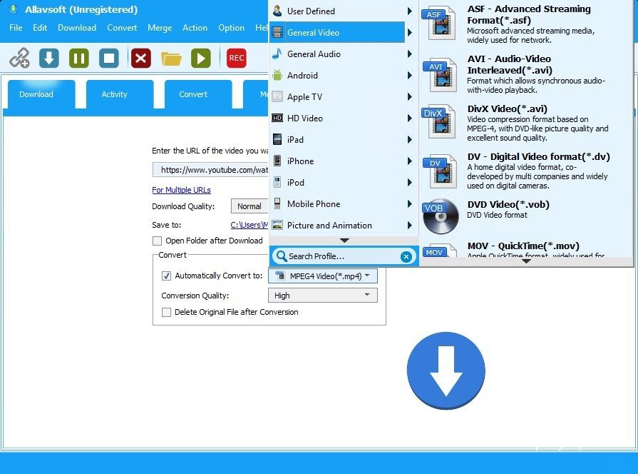网页视频下载器 Allavsoft v3.29.3.9669 绿色便携版操作界面
