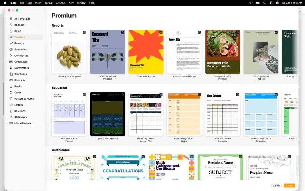 Apple 智能文档创作软件 Pages Creator Studio v15.3 破解版操作界面