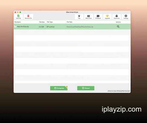 MacOS 轻量级解压缩工具 Oka Unarchiver Pro v2.1.13 破解版操作界面