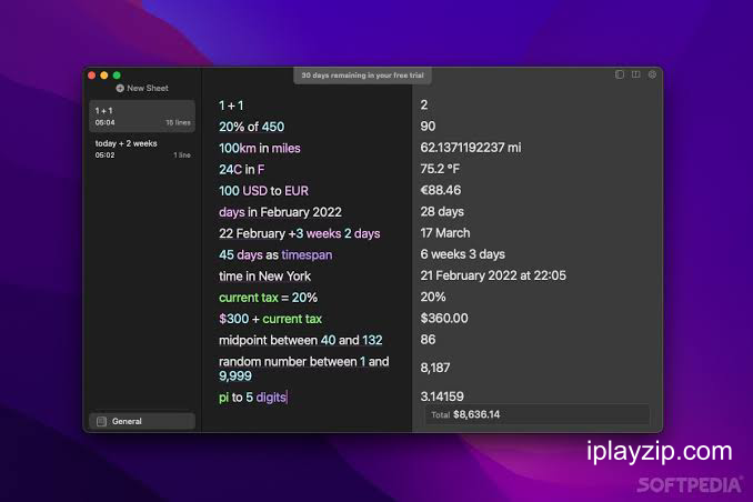 自然语言智能记事计算器 Soulver v3.16.3 MacOS 破解版操作界面