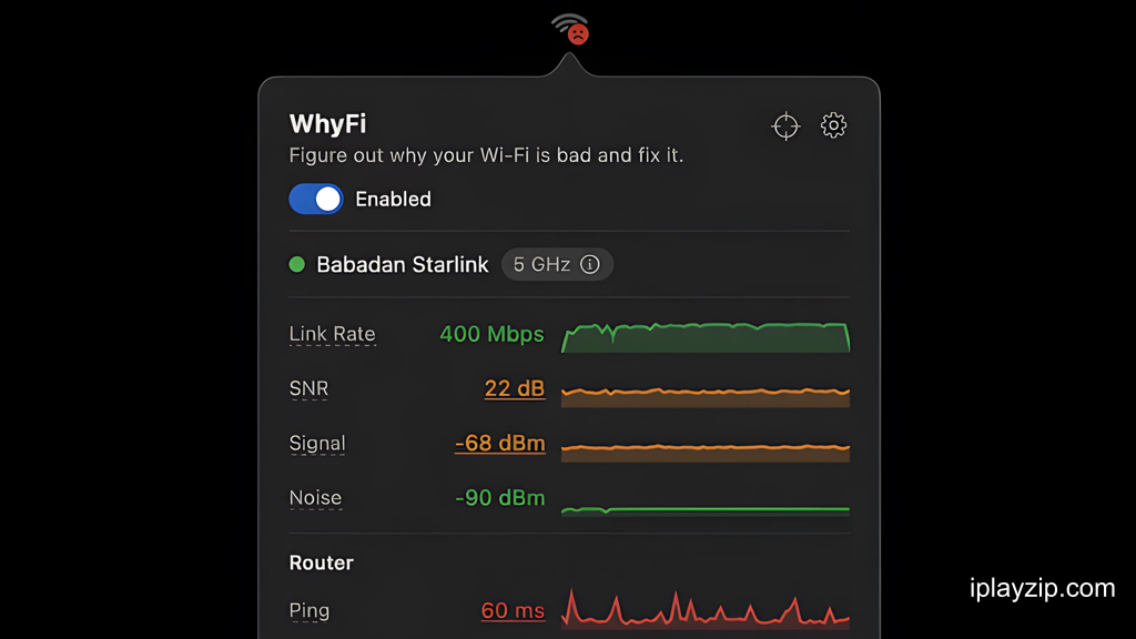 MacOS 菜单栏 Wi-Fi 网络诊断工具 WhyFi v1.4.3 破解版操作界面